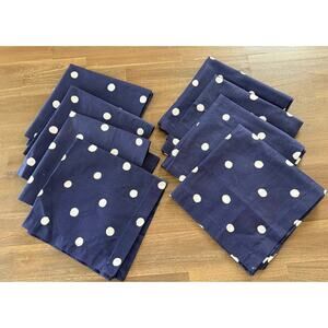 Kate Spade New York Navy Blue White Polkadot Napkin Set 8 Napkins
